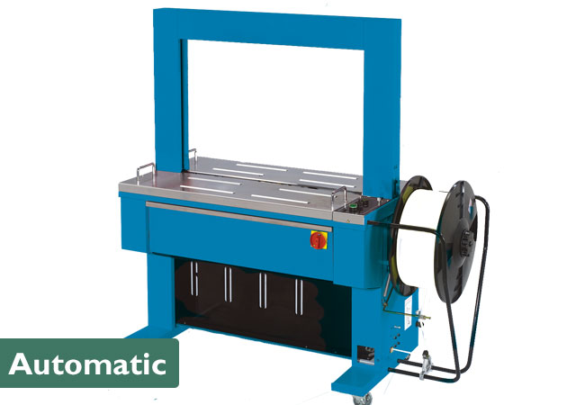 物流娱乐软件自动捆扎机具有可供带子穿过的支架。它们配有启动按钮、脚踏板或传感器，用于启动机器。自动捆扎机适用于人力要求适中或较高。